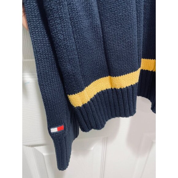 Vntage 90s Tommy Hilfiger Men's Size XL Crew Neck Y2K Sweater Blue Red Striped - Picture 3 of 4